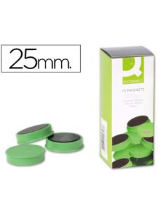 Iman Para Sujecion Q-Connect Ideal Para Pizarras Magneticas25 Mm Verde Caja De 10 Unidades