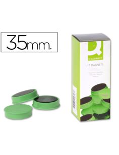 Iman Para Sujecion Q-Connect Ideal Para Pizarras Magneticas35 Mm Verde Caja De 10 Unidades