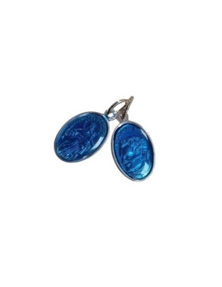 Medalla Doble Cara Plateada 18Mm Esmaltada Azul Auxil/Bosco