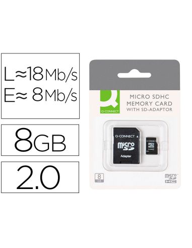 Memoria Sd Micro Q-Connect Flash 8 Gb Clase 4 Con Adaptador