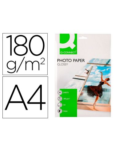 Papel Q-Connect Foto Glossy Kf01103 Din A4 Digital Photo Para Ink-Jet Bolsa De 20 Hojas De 180 Gr|Libreriasalesiana