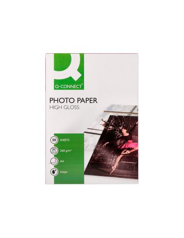 Papel Q-Connect Foto Glossy Din A4 Alta Calidad Digital Photo Para Ink-Jet Bolsa De 50 Hojas De 260 Gr