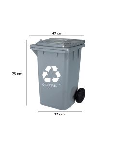 Papelera Contenedor Q-Connect Plastico Gris Para Desechos En General 100 L Con Tapa Y Ruedas 750X470X370 Mm 2