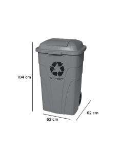 Papelera Contenedor Q-Connect Plastico Con Tapadera 240L Color Gris 1040X610X610 Mm Con Ruedas 2