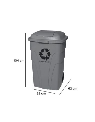 Papelera Contenedor Q-Connect Plastico Con Tapadera 240L Color Gris 1040X610X610 Mm Con Ruedas