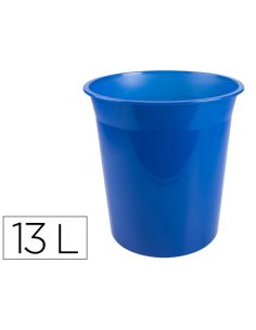 Papelera Plastico Q-Connect Azul Translucido 13 Litros 275X285 Mm