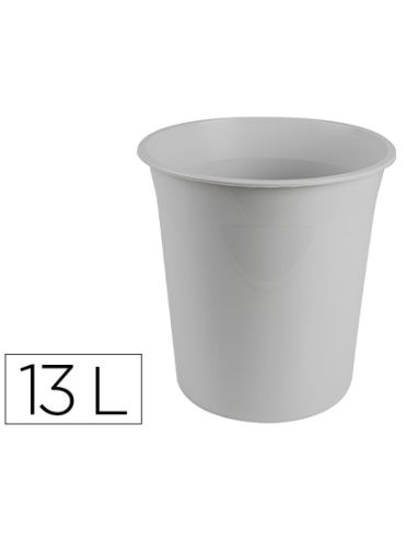 Papelera Plastico Q-Connect Gris Opaco 13 Litros 275X285 Mm