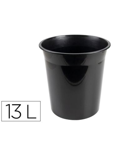 Papelera Plastico Q-Connect Negro Opaco 13 Litros 275X285 Mm