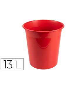 Papelera Plastico Q-Connect Rojo Opaco 13 Litros 275X285 Mm