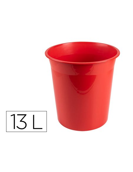 Papelera Plastico Q-Connect Rojo Opaco 13 Litros 275X285 Mm