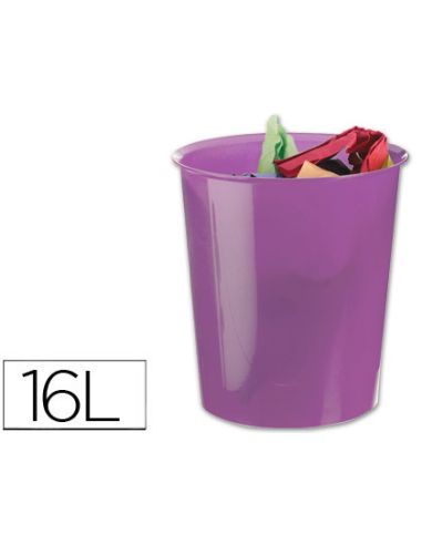 Papelera Plastico Archivo 2000 Violeta Translucido 16 Litros 290X310 Mm