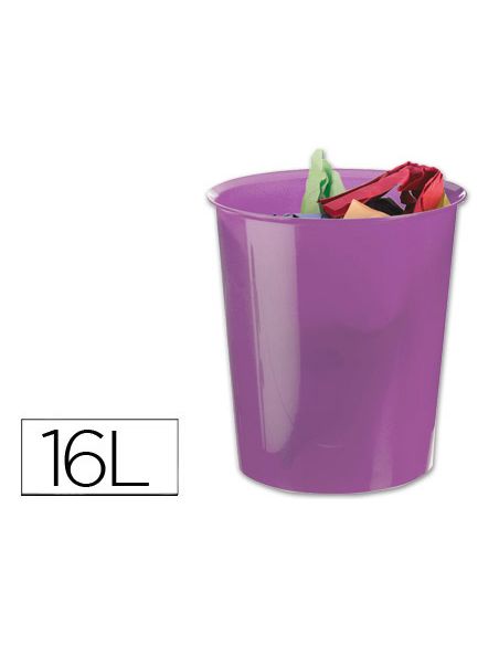 Papelera Plastico Archivo 2000 Violeta Translucido 16 Litros 290X310 Mm