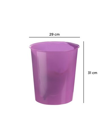 Papelera Plastico Archivo 2000 Violeta Translucido 16 Litros 290X310 Mm