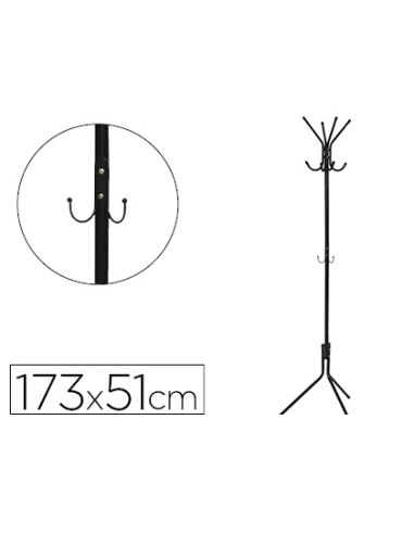 Perchero Metalico Q-Connect Negro 8 Colgadores 173X51 Cm