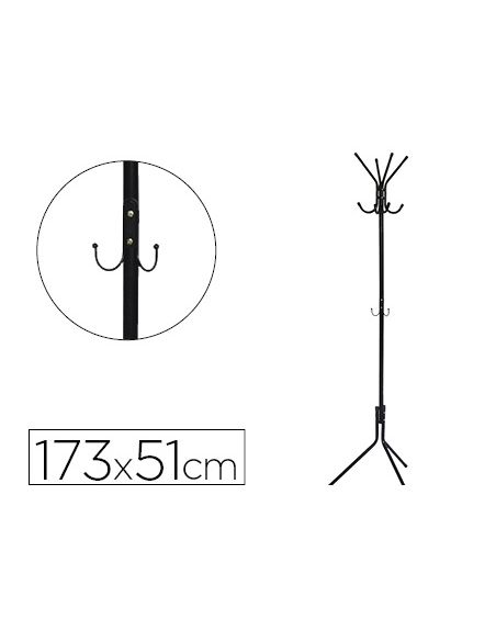 Perchero Metalico Q-Connect Negro 8 Colgadores 173X51 Cm
