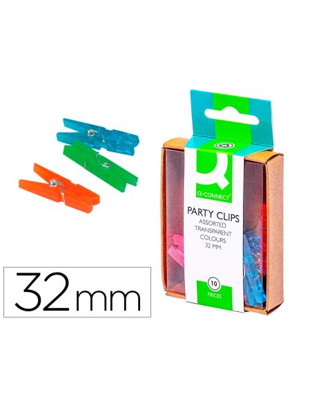 Pinza Fantasia Q-Connect 32 Mm Caja De 10 Unidades Colores Surtidos