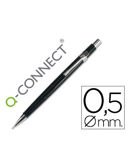 Portaminas Q-Connect 0,5 Mm Con Tres Minas Cuerpo Negro Clip Metalico