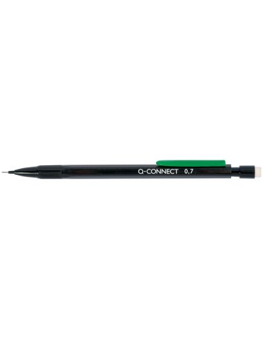 Portaminas Q-Connect 0,7 Mm Con 3 Minas Cuerpo Negro Con Clip Verde