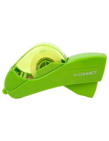 Portarrollo Q-Connect Automatico Plastico Para Cintas De 12 Y 19 Mm Color Verde Incluye 2 Cintas