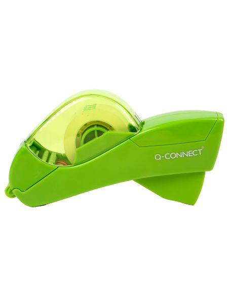 Portarrollo Q-Connect Automatico Plastico Para Cintas De 12 Y 19 Mm Color Verde Incluye 2 Cintas