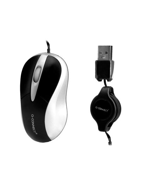 Raton Q-Connect Mini Optico 800 Dpi Retractil Usb 1,5 Ghz Negro