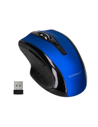 Raton Q-Connect Optico Inalambrico 1000 Dpi Receptor Usb 2,4 Ghz Azul