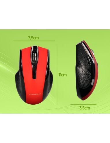 Raton Q-Connect Optico Inalambrico 1000 Dpi Receptor Usb 2,4 Ghz Rojo