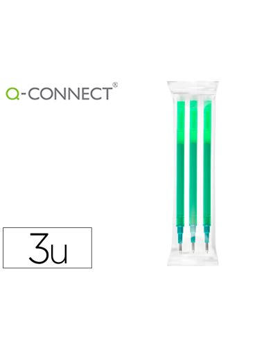 Recambio Boligrafo Q-Connect Retractil Kf11060 Borrable Verde Caja De 3 Unidades