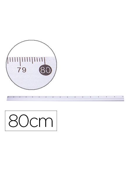 Regla Q-Connect Metalica Aluminio 80 Cm