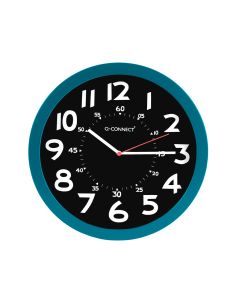 Reloj Q-Connect De Pared Plastico Oficina Redondo 30 Cm Color Azul Y Esfera Color Negro 2