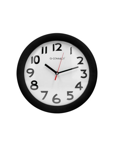 Reloj Q-Connect De Pared Plastico Oficina Redondo 30 Cm Marco Negro