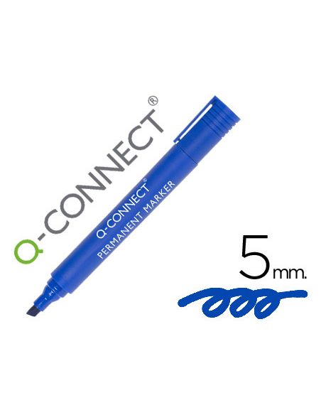 Rotulador Q-Connect Marcador Permanente Azul Punta Biselada 5 Mm