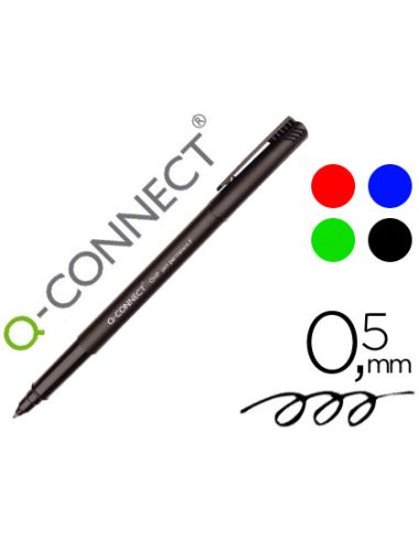 Rotulador Q-Connect Retroproyeccion Punta Fibra Super Fina Redonda 0,5 Mm Permanente Bolsa 4 Rotuladores
