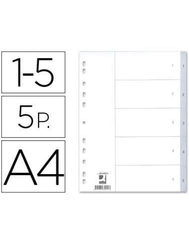 Separador Numerico Q-Connect Plastico 1-5 Juego De 5 Separadores Din A4 Multitaladro