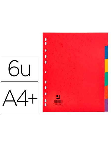 Separador Q-Connect Cartulina Brillo Juego De 6 Separadores Din A4+ Multitaladro