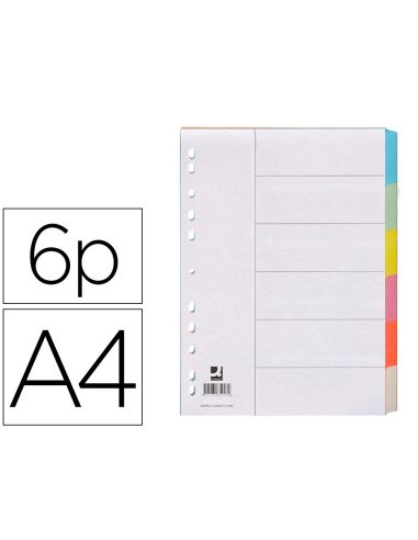 Separador Q-Connect Cartulina Juego De 6 Separadores Din A4 Multitaladro