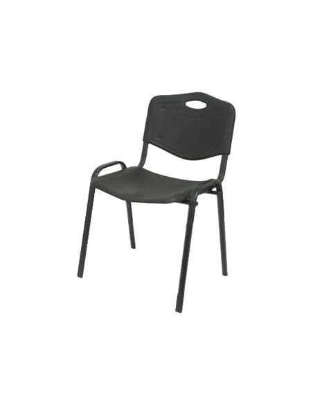 Silla Apilable Pyc Estructura Metal Asiento Respaldo Pvc Ergonomica 810X480Mmx420 Mm Color Negro