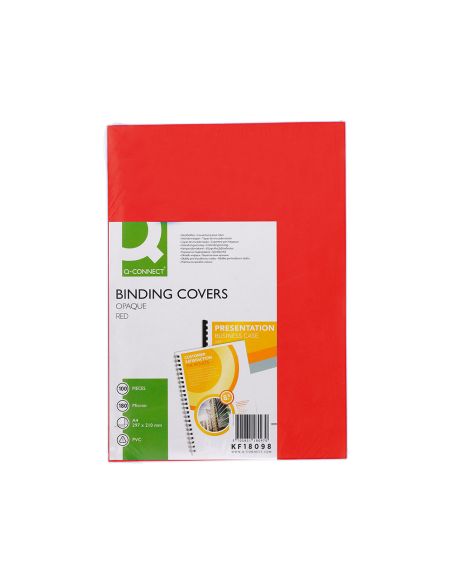 Tapa De Encuadernacion Q-Connect Pvc Din A4 Opaca Rojo 180 Micras Caja De 100 Unidades