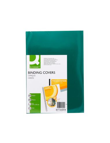 Tapa De Encuadernacion Q-Connect Pvc Din A4 Opaca Verde 180 Micras Caja De 100 Unidades