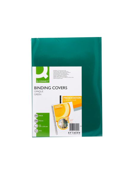 Tapa De Encuadernacion Q-Connect Pvc Din A4 Opaca Verde 180 Micras Caja De 100 Unidades