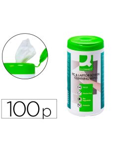 Toallitas Q-Connect Limpiadora De Pantallas Y Teclados Bote De 100 Unidades