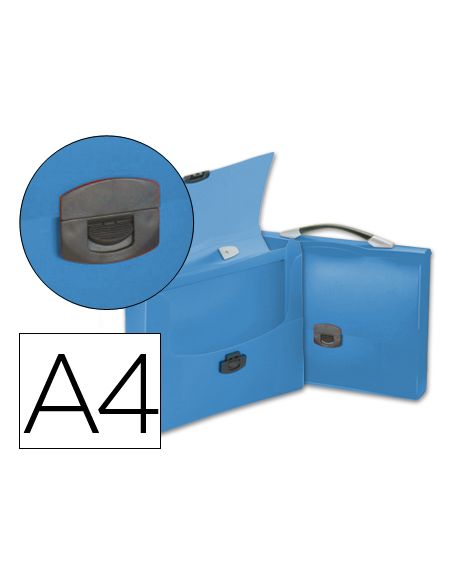 Carpeta Liderpapel Portadocumentos Broche Polipropileno Din A4 Azul Transparente Con Asa