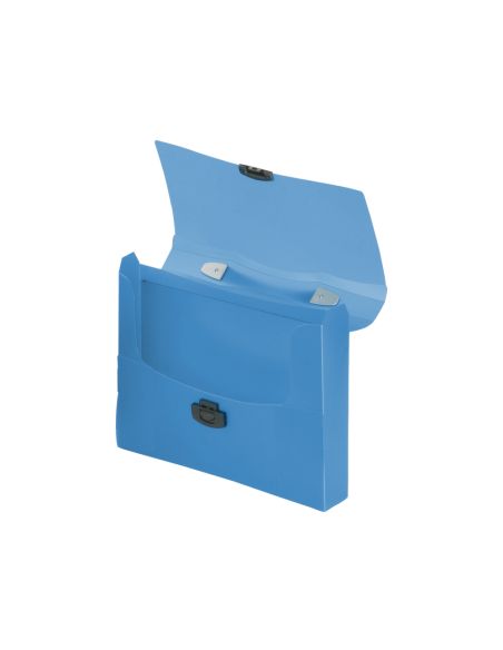 Carpeta Liderpapel Portadocumentos Broche Polipropileno Din A4 Azul Transparente Con Asa
