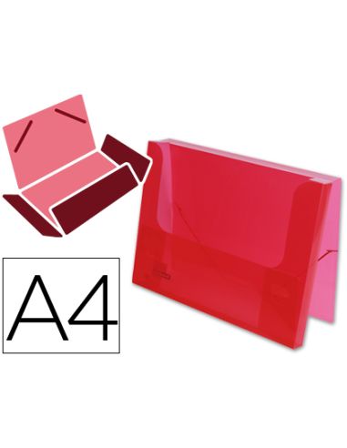 Carpeta Liderpapel Portadocumentos Gomas 36930 Polipropileno Din A4 Rojo Translucido Lomo 25 Mm