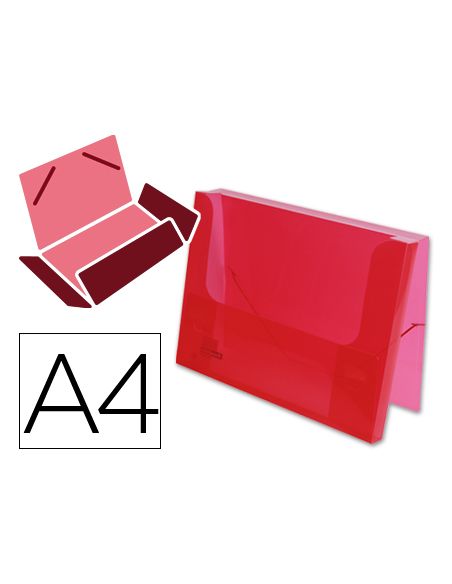 Carpeta Liderpapel Portadocumentos Gomas 36930 Polipropileno Din A4 Rojo Translucido Lomo 25 Mm