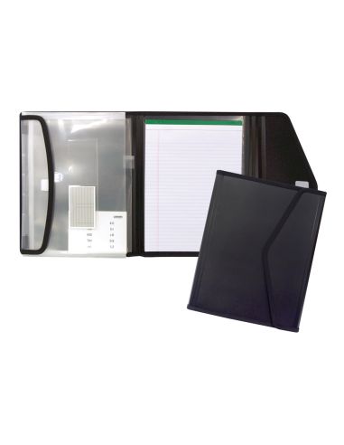 Carpeta Liderpapel Portadocumentos Polipropileno Con 5 Bolsas Y Bloc De Notas Cierre De Velcro Din A4 Negro