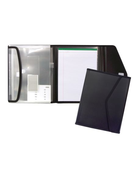 Carpeta Liderpapel Portadocumentos Polipropileno Con 5 Bolsas Y Bloc De Notas Cierre De Velcro Din A4 Negro