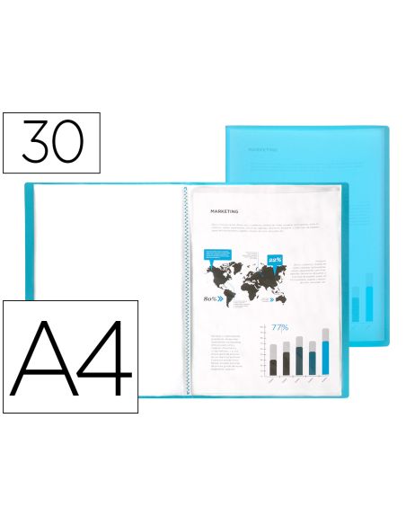 Carpeta Liderpapel Escaparate 47492 30 Fundas Polipropileno Din A4 Azul Translucido