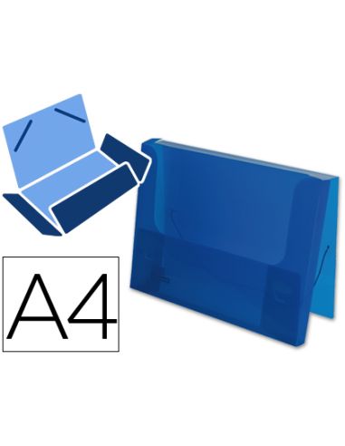 Carpeta Liderpapel Portadocumentos Gomas 36932 Polipropileno Din A4 Azul Translucido Lomo 25 Mm