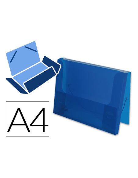Carpeta Liderpapel Portadocumentos Gomas 36932 Polipropileno Din A4 Azul Translucido Lomo 25 Mm